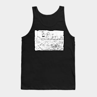 Crinkled Cake Factory Blueprint Tank Top